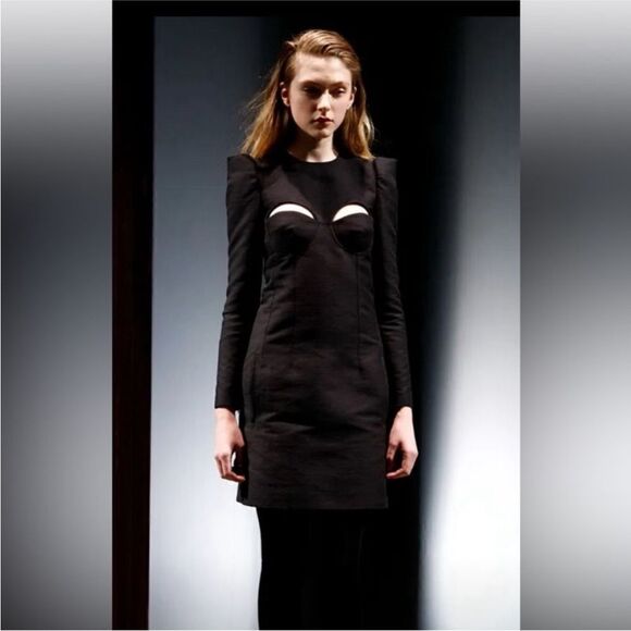 NWT Carven Elegant Black/ gray Cut-Out Dress, M - Picture 1 of 11